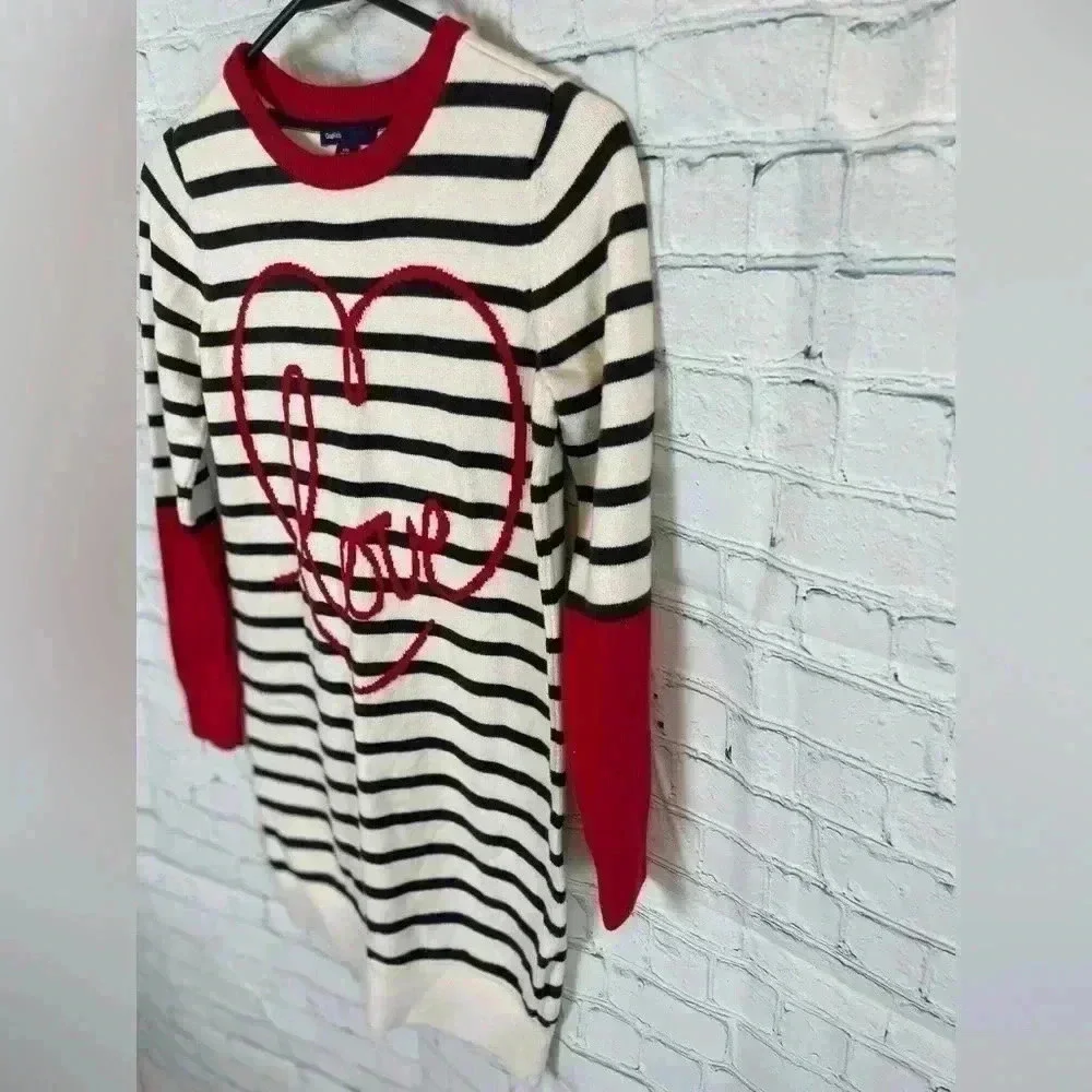GAP Kids XXL 14/16 HEART‎ Long Sleeve Knit Sweater Dress Striped Valentine’s Day